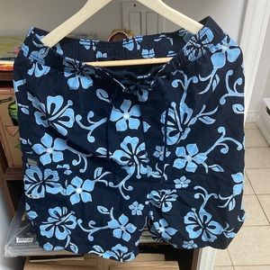 Vintage Gotcha Sport Floral Dark Blue and Blue Swim Shorts
